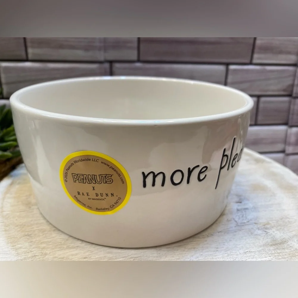 Peanuts X Rae Dunn❤️ Snoopy Dog Pet Bowl “more please “NWT